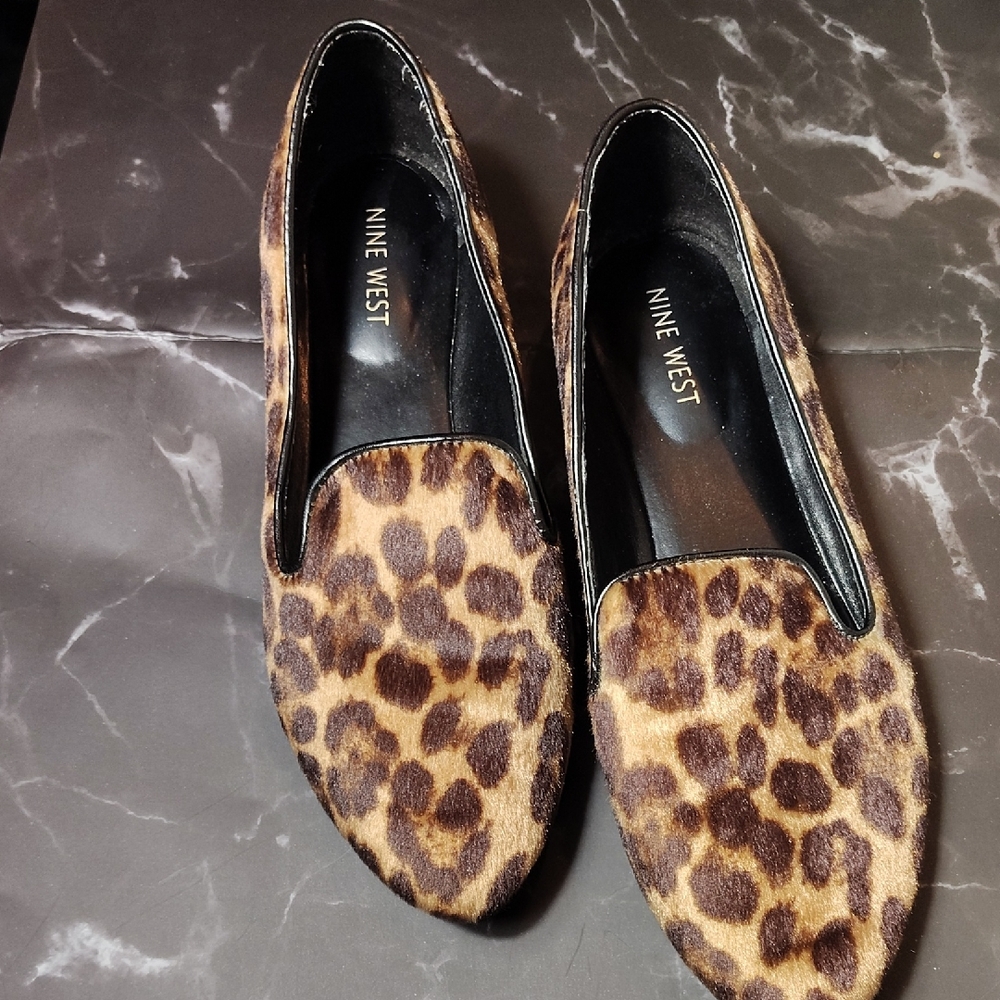 Nine West Brown Leopard Flats